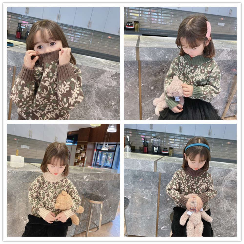 

Cardigan Physical shootingT-shirt Autumn winter children's Korean girls' thickened sweater little flower girl's Pullover, Blue