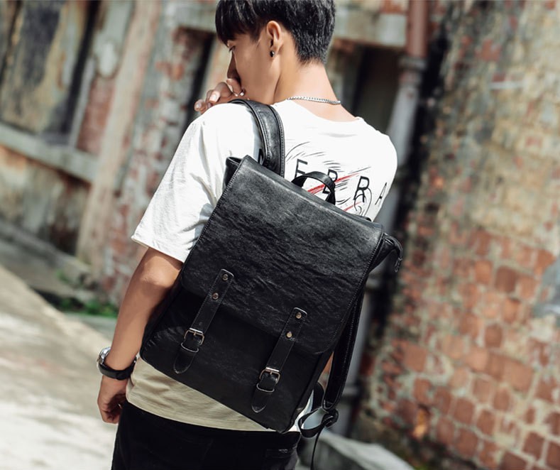 

Luxury Laptop Backpacks Large Capacity Designer Bag for Male Travel Bags Leather Grid Men Backpack, No bag