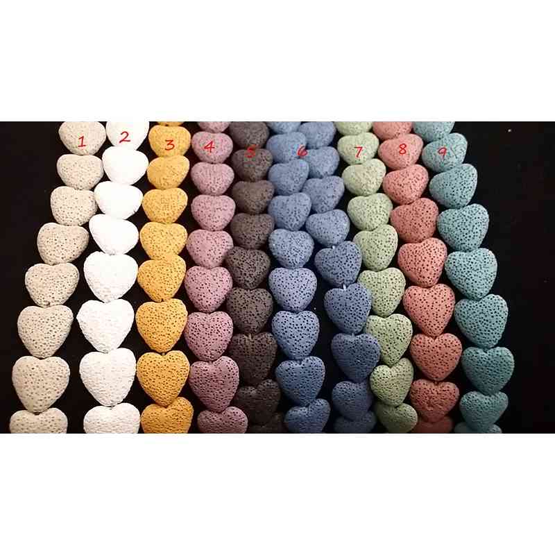 

pendant necklaces heart lava rock pendant necklace 9 colors aromatherapy essential oil diffuser heart-shaped stone for women fashion jewelry, Silver