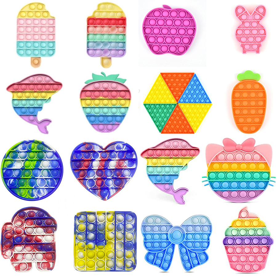 

Party Rainbow fidget toys pop sublimation To Eliminate Release Stress Relief Glowing Squishy Tabletop Game Physiotherapy Toy DHL