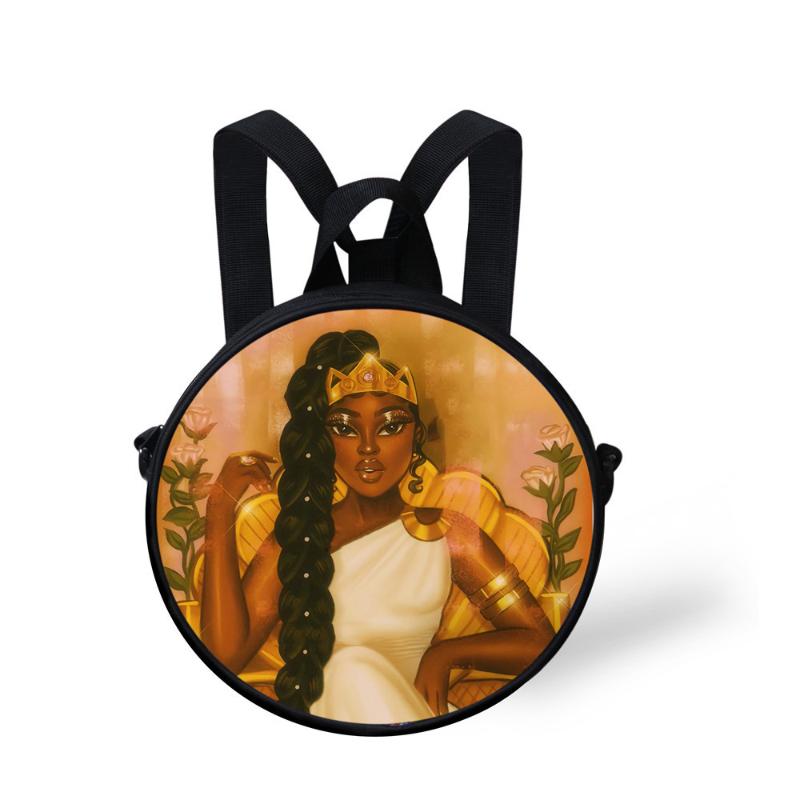 

Queen School Bags For Girls Boys Black Magic Melanin Poppin Pattern Kids Backpacks Cute Round Bag Free Drop 2021