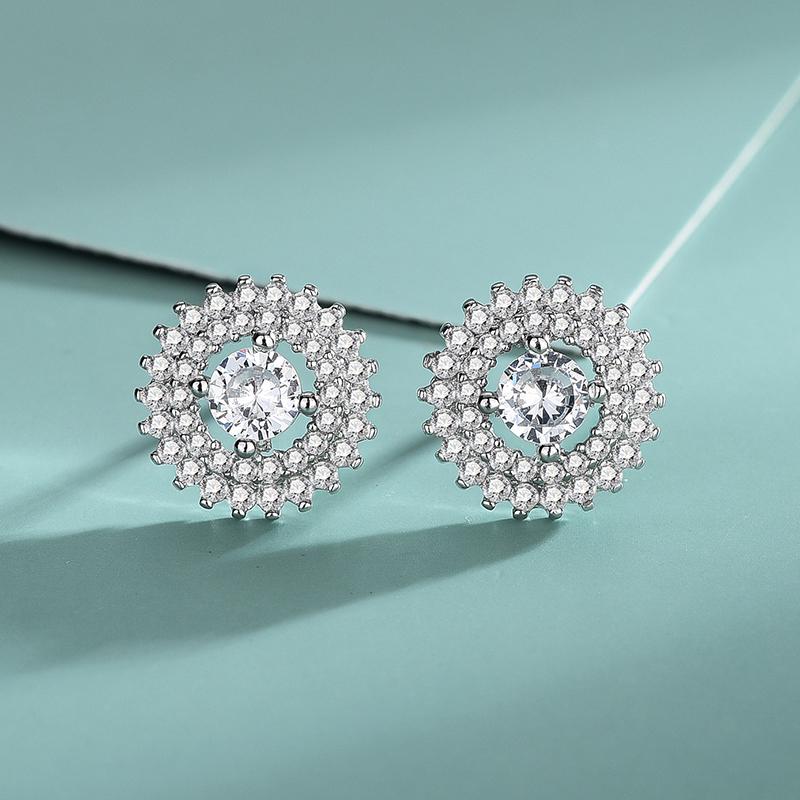 

Stud S925 Sterling Silver Earrings Temperament Personality With Diamonds Female Models Korean Fashion Anti-Allergy Wholesale, Golden;silver