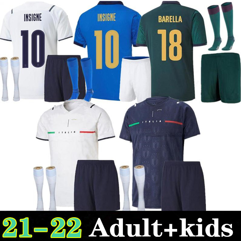 

2021 Italia away soccer Jersey BARELLA SENSI INSIGNE 20 21 22 CHIELLINI ITALY BERNARDESCHI football shirts adult Child kit+socks uniforms Goalkeeper, Colour
