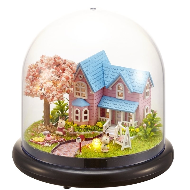 

Assemble DIY Doll House Toy Wooden Miniatura Doll Houses Miniature Dollhouse toys With Furniture LED Lights Birthday Gift B016 201217