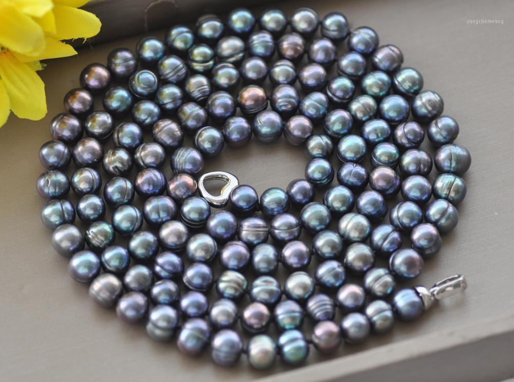 

17"~50" 10mm Black Round Freshwater Pearl Necklace Chains
