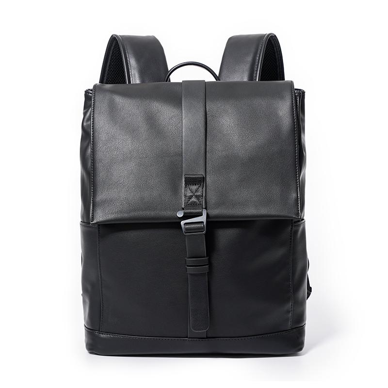 

Backpack LEBSGE Fashion Men's High Quality Pu Leather Street Trend Bag Casual Travel Black Youth Computer