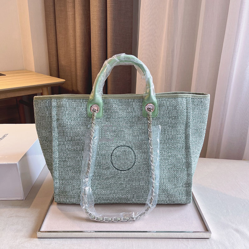 

2021Ss Summer Classic C Brand Tote Beach Bags Canva Deauville Chain Top Handle Large Capacity Pochette 4 Color Beige Cartable Womens