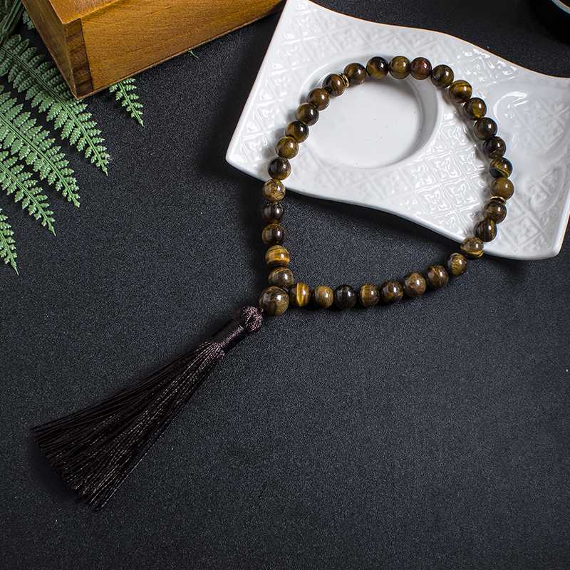 

Beaded, Strands Islamic Muslim Tasbih 8mm Natural Yellow Tiger Eye Bracelet 33 Beads Tassel Rosary