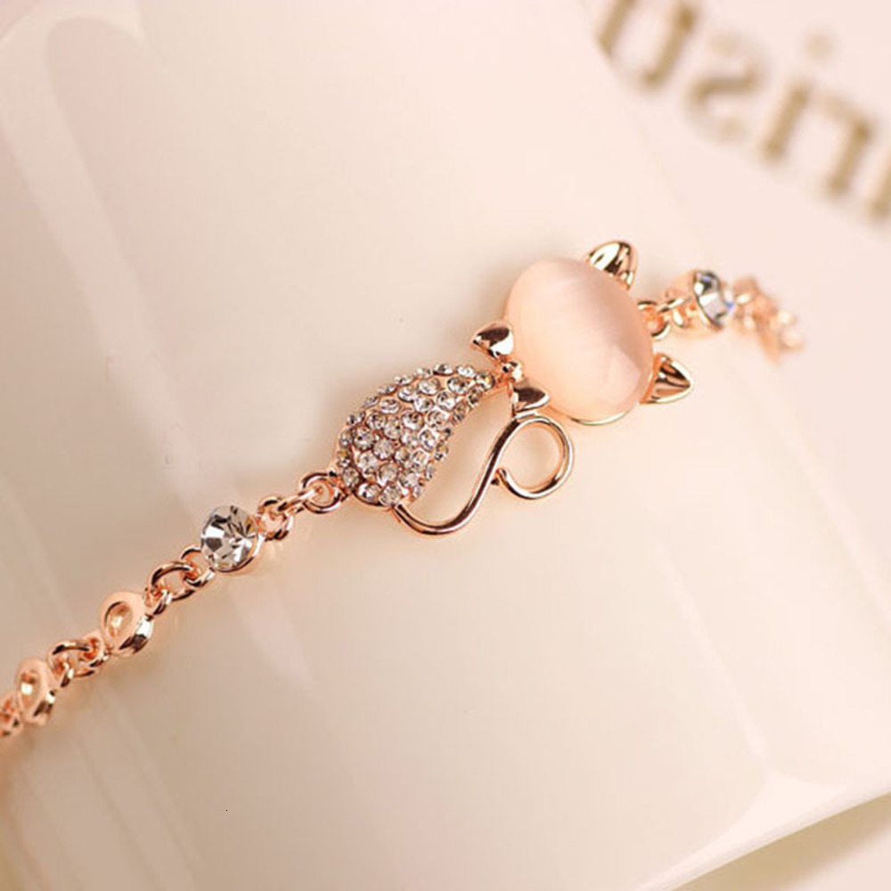 

Hand catenary Korean fashion delicate cat Bracelet alloy inlaid diamond bracelet, Black
