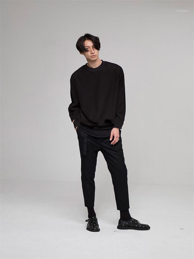 

Men' Pants Menswear Hairstylist Fashion Design Street Style Belt Nine Quarter Plus-size Clothing, Black