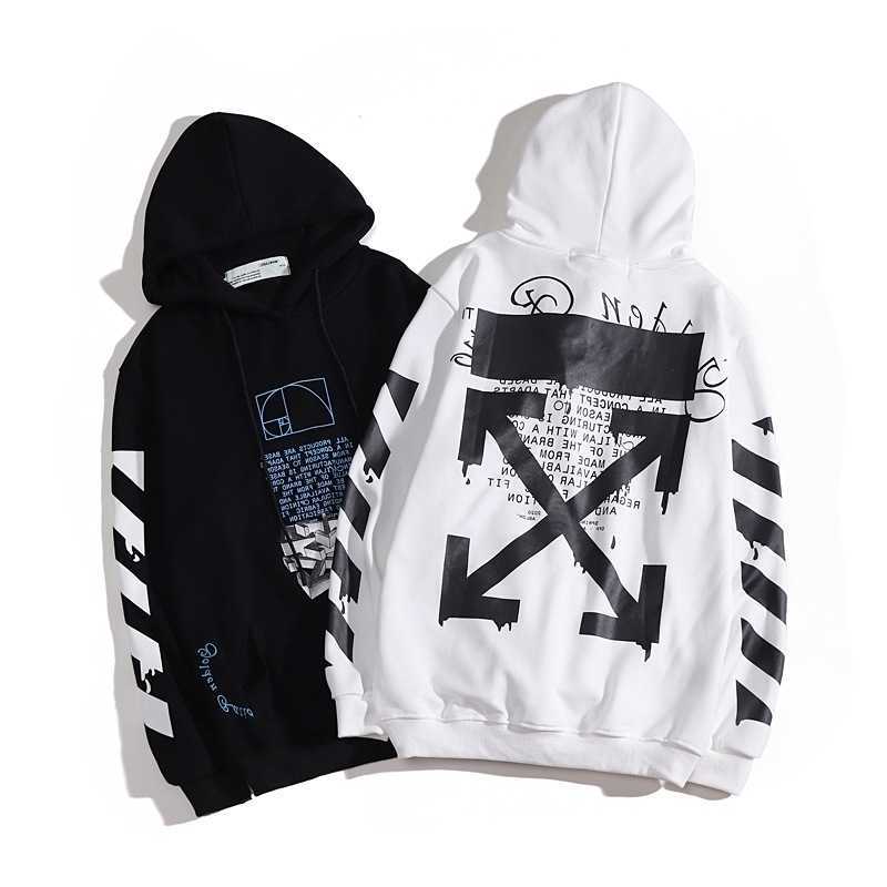 

Autumn winter tide off arrow letters three-dimensional printing ow white men's and women's casual Hoodie0