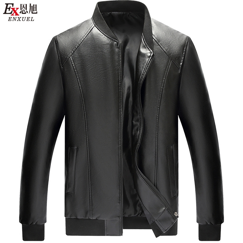 

Autumn and winter PU clothes business casual men's motorcycle leather jacket, Beige