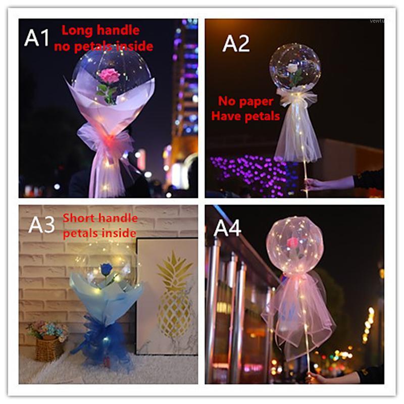 

Party Decoration 50/100Pcs Led Rose Flower Ballons Light Transparent Balloon Lights 30cm Wide Luminous Bouquet For Wedding Valentine's Day