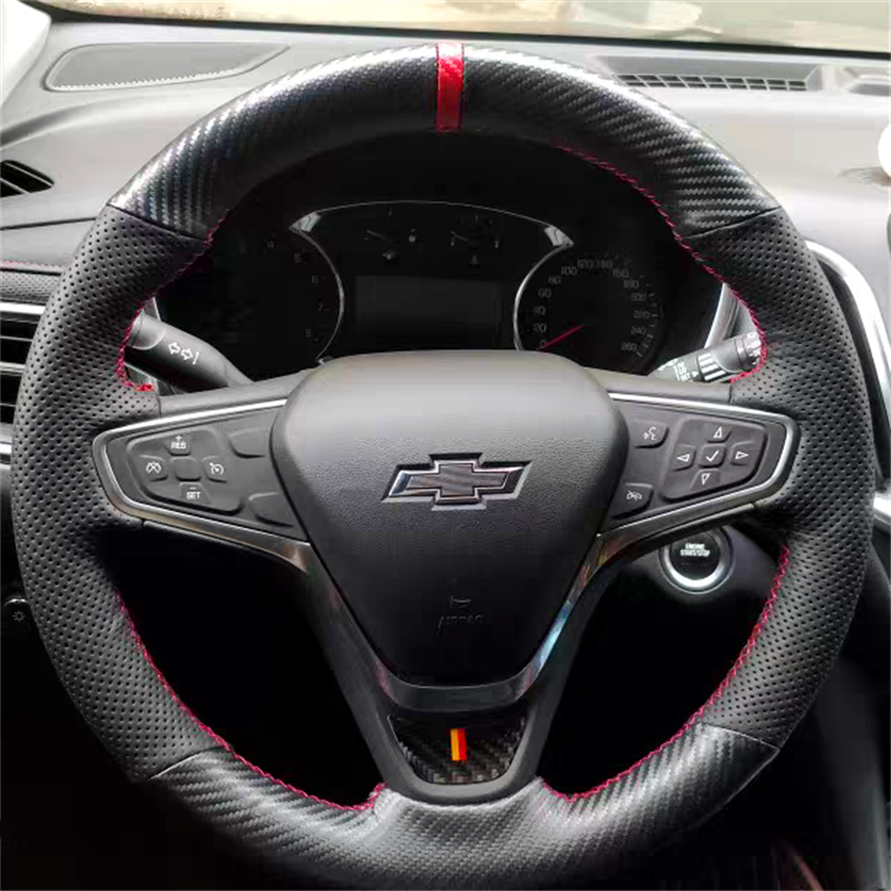 

For Chevrolet CRUZE sail 3 MALIBU XL Cavalier Equinox DIY Custom leather carbon fiber car steering wheel cover auto parts