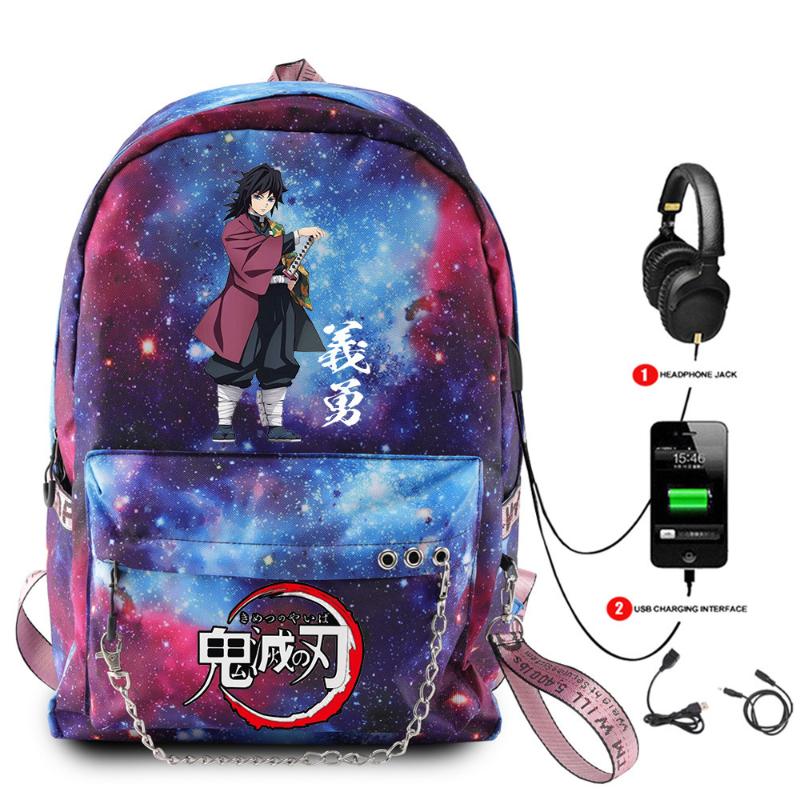

Backpack -Selling Funny Print Demon Slayer Bag USB Rechargeable Schoolbag Women's Travel Creative Boys Girls Laptop Backpacks, 3d