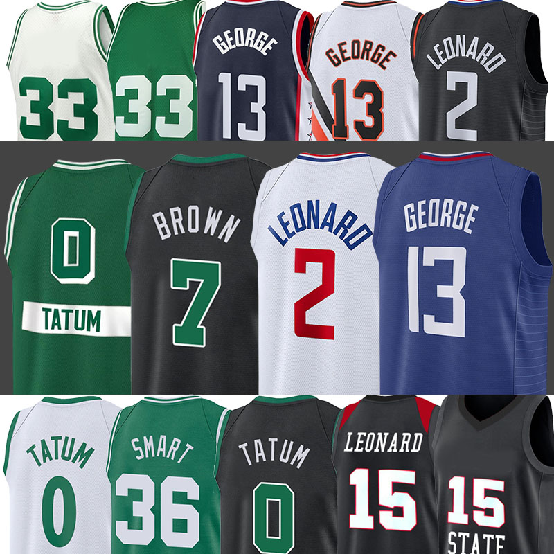 

Jayson 0 Tatum Basketball Jerseys Jaylen 7 Brown Marcus Kawhi 2 Leonard 36 Smart Paul 13 George Green Jersey, Men