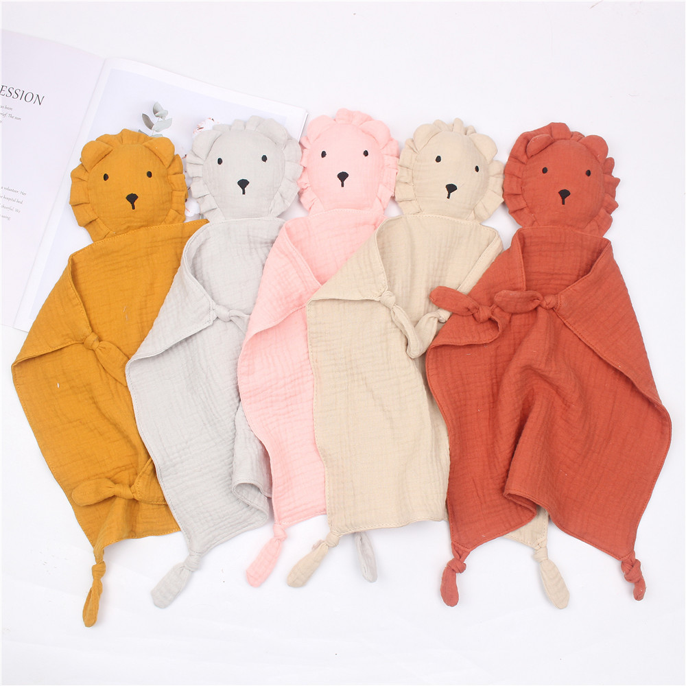 

15784 Infant Baby Organic Cotton Muslin Sleeps with the Doll Lion Drool Towel Babies Bib Bandana Burp Cloths