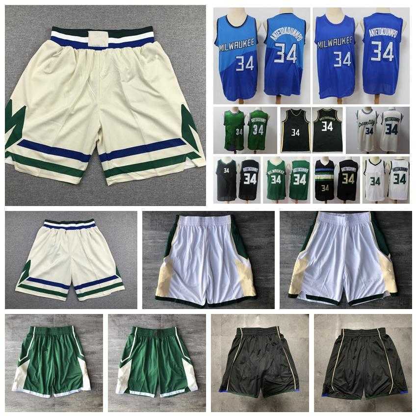 

Men's Shorts Mens Giannis Antetokounmpo Basketball Jersey Authentic Stitched Milwaukeean Giannis 34 Antetokounmpo With Real Tags Hip hop, White;black