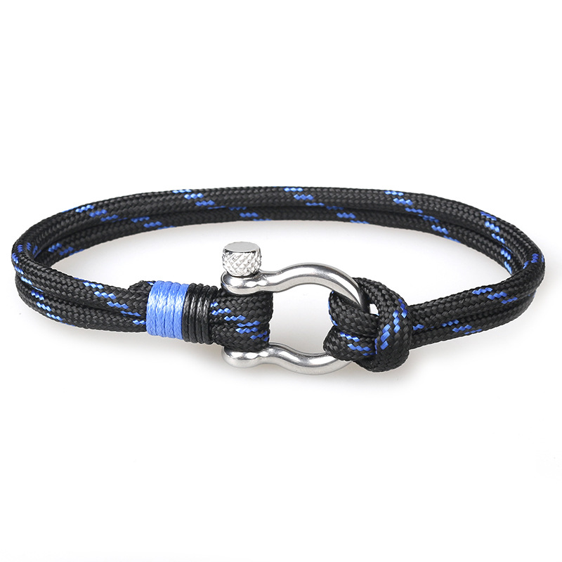 Classic Design Hand Knitting Paracord Stainless Steel Buckle Link Bracelet-image-729641689
