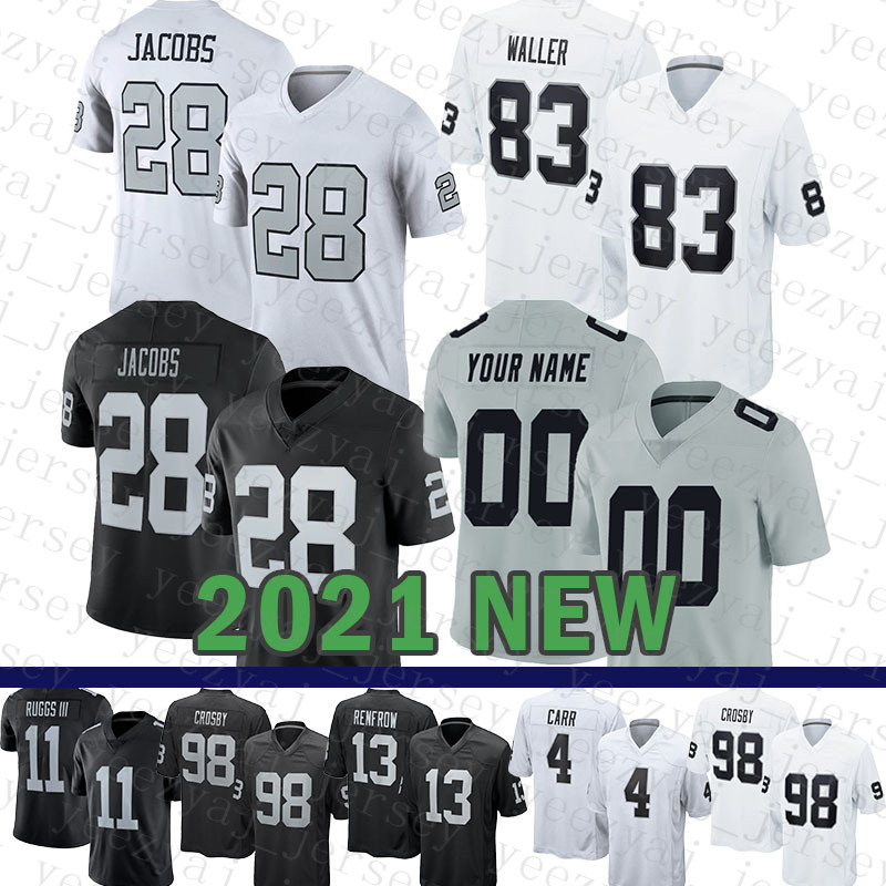 

28 Josh Jacobs 83 Darren Waller Football Jersey Derek Carr Maxx Crosby Henry Ruggs III Hunter Renfrow Johnathan Abram Bo Jackson Howie Long Ken Stabler Carl Nassib, Mens-t x z