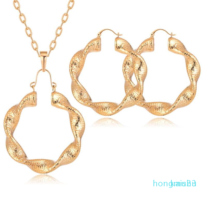 

Earrings & Necklace Big Gold Dubai Jewelry Sets For Women Wedding Jewellery Muslim African Bridal Turkish Zirconia, As pic