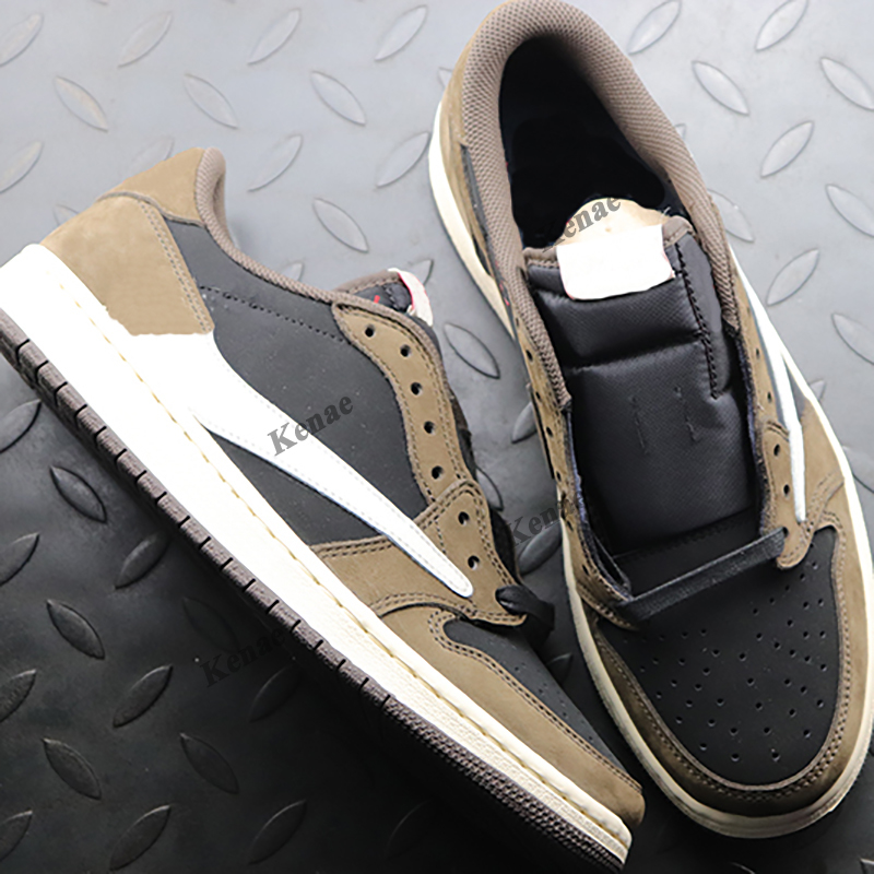 

Top Quality Jumpman 1 1s Basketball Shoes Pour hook weaving Low Travis Scotts 'Fearless Obsidian brown Mens Women Banned Bred Toe Chicago, White;red