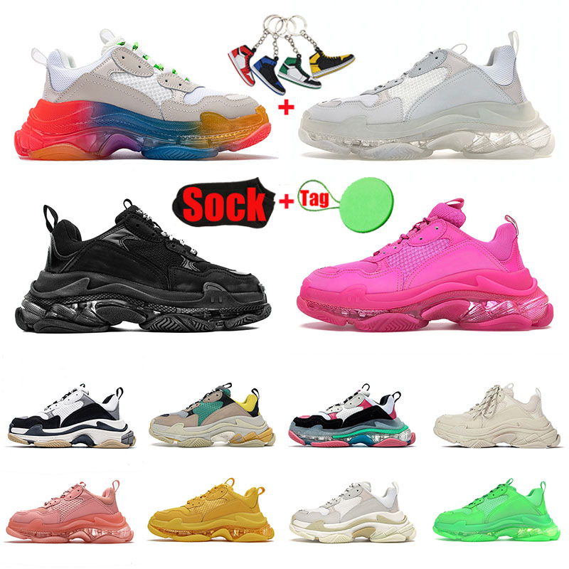 

Triple S Luxurys Designers Casual Authentic Men Women Shoes Beige White Black Pink Green Blue Yellow Crystal Bottom Paris 17 FW Trainers Platform sneakers, A1 triple white 36-45