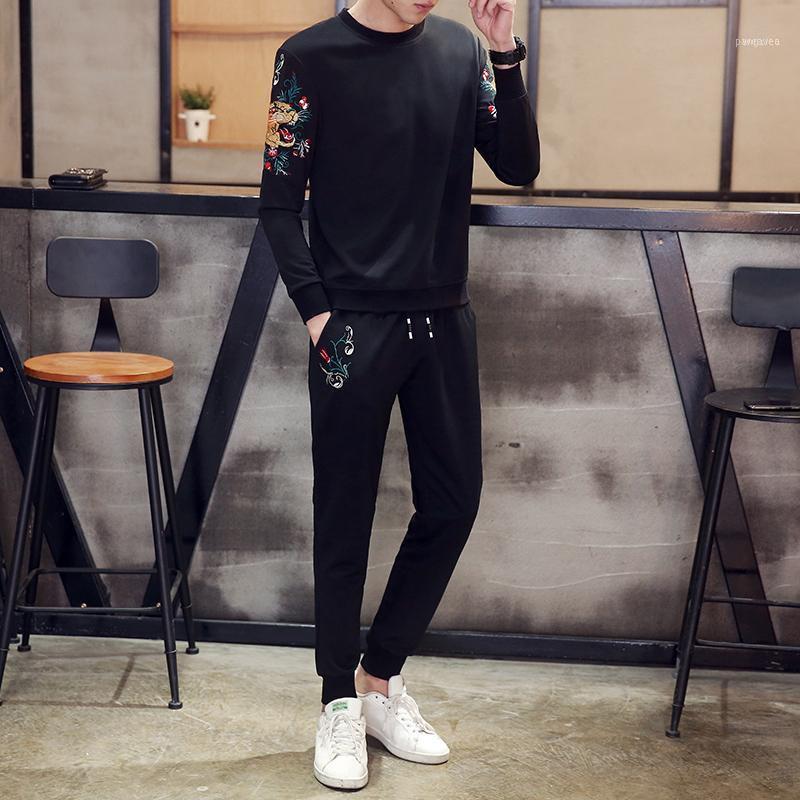 

Men's Tracksuits Embroidery Hip Hop Mens Set Sportwear 2 Pcs Pantalon Chandal Hombre Casual Completo1, Gray