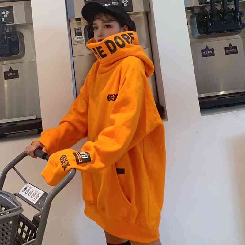 

Hip Hop Hoodie Women Orange Sweatshirt Oversized Solid Female Ulzzang Japanese  Autumn Loose Streetwear 210601, Black