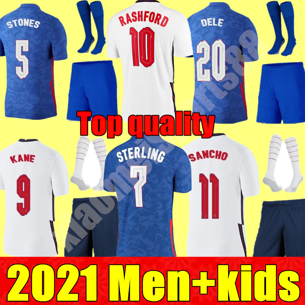 

2021 European Cup national team Men+kids kit soccer jerseys KANE SANCHO STERLING 20 21 DELE LINGARD RASHFORD child youth football shirt, Away+socks