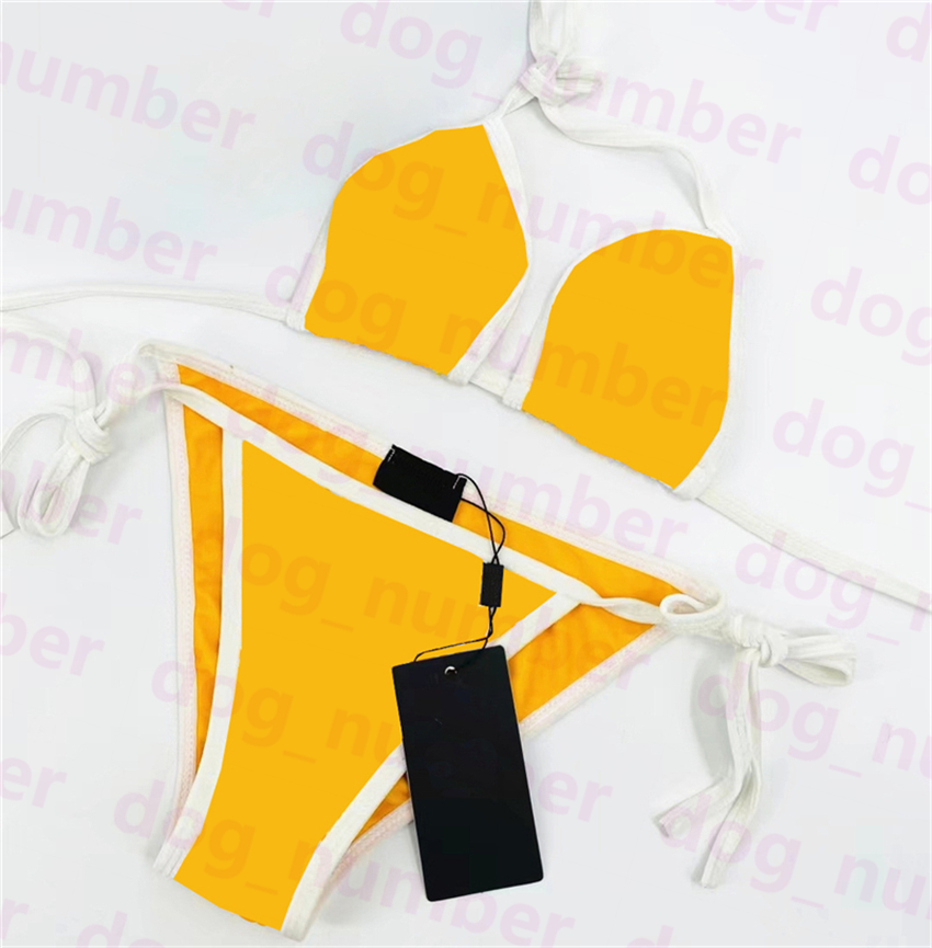 

New Fashion Letters Bikinis Womens Velvet Side Design Split Swimwear Sexy Pool Spa Padded Up Bathing Suit Swimsuit Beach Bra Briefs
