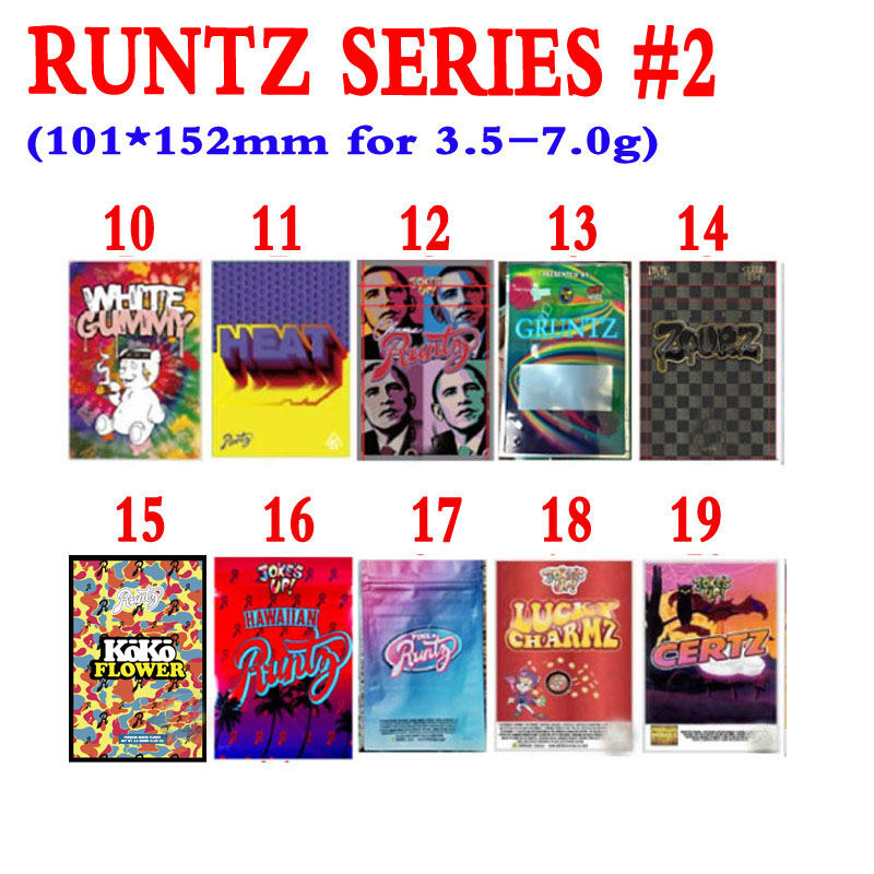 

Joke's UP! White Pink Runtz Packaging plastic mylar Bags OG V Gruntz Hawaiian Miami Runts Peach Kobbler baggies
