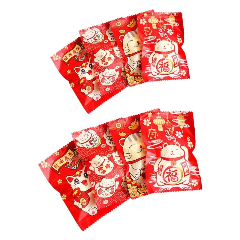 

Gift Wrap C63B Lucky Cat Packaging Bags Set Of 100 Baking Package Sealing Bag Storage Pouch For Chinese Year Snowflake Crisp Nougat