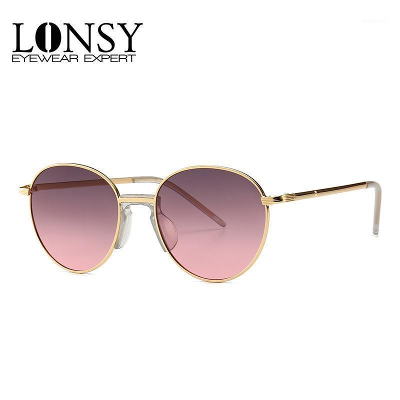 

Sunglasses LONSY Metal Round Women Men Coating Retro Brand Designer UV400 Vintage Mirror Glasses High Quality