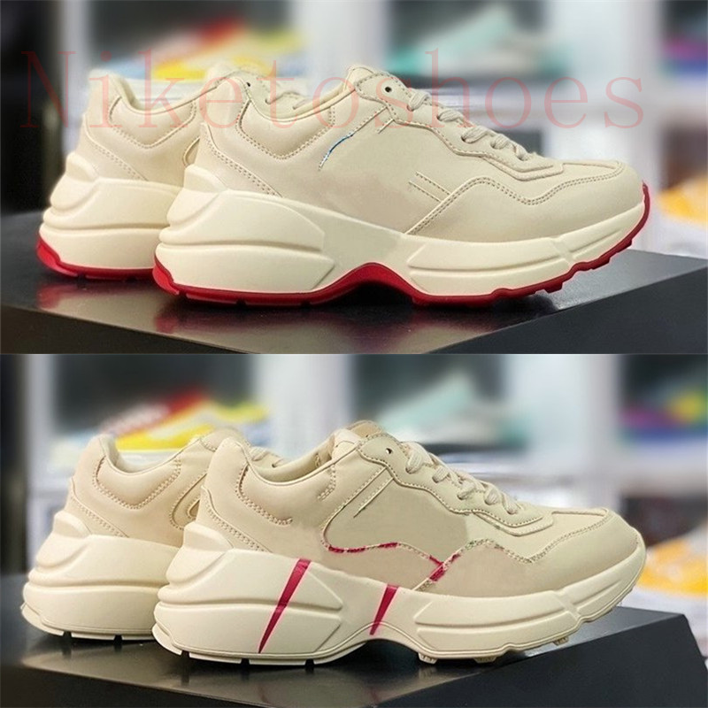 

Italy Luxurys Designers Sneaker Red Green ivory leathe Shoes mouth apple strawberry print thick sol casual shoe Runner Rhyton chunky Sneakers Trainer, #1
