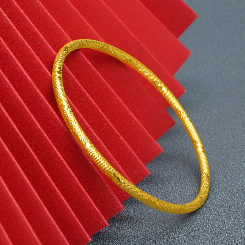 3mm Thin Bangle Women Bracelet 18k Yellow Gold Filled Classic Fashion Lady Jewelry Dia 6cm-image-739282201