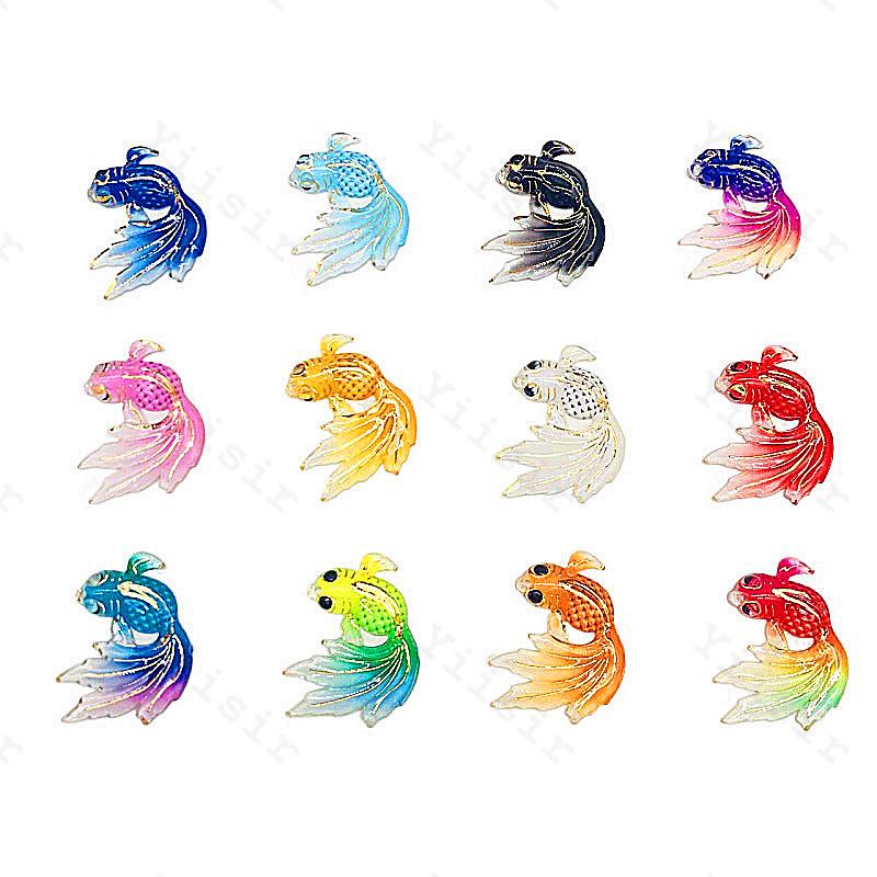 

Sewing Notions Acrylic Bling Cabochons Colorful Fish With Hole Flat back Rhinestone Ornaments DIY Wedding appliques craft Baby Shower Decor
