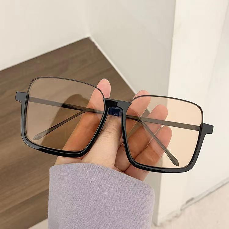 

Sunglasses 2021 Net Red Large Frame Blue Light Proof Glasses Lower Half Square Concave Women Street