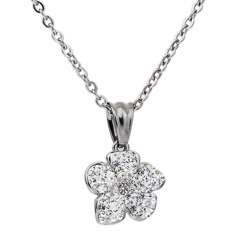 

Arrival Shining CZ Crystal Lady Fashion Flower Pendant Necklace For Women Stainless Steel Jewelry Necklaces