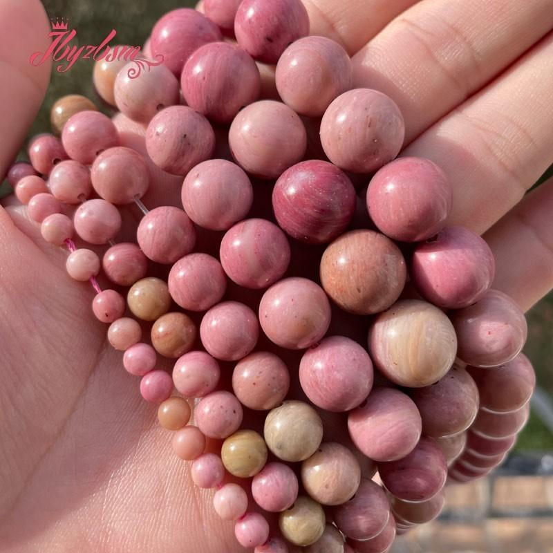 

Other 4,6,8,10,12mm Smooth Round Pink Rhodonite Beads Natural Stone For DIY Necklace Bracelats Jewelry Making 15"