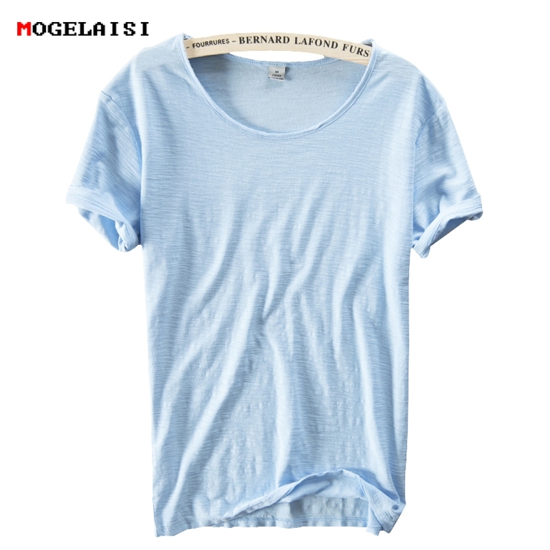 

summer linen t shirt men short sleeve O-NECK breathable 100% cotton soft white t-shirt high quality 213 210629, Brown