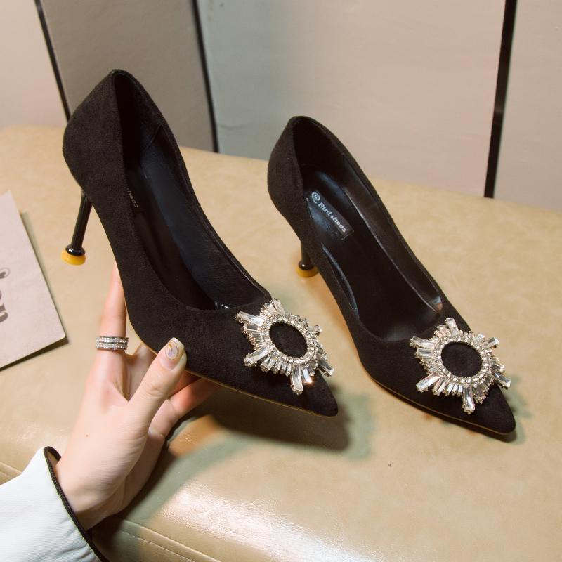 

Dress Shoes Fashion Women Pumps High Heels Summer Sandals Block Sexy Female W32-48, Black