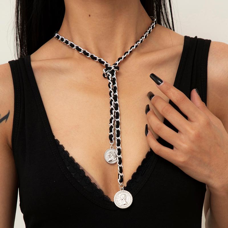 

Pendant Necklaces 2022 Jewelry Necklace Black Fashion Long Chain Coin Punk Trendy Party Wedding Accessories Gifts For Women