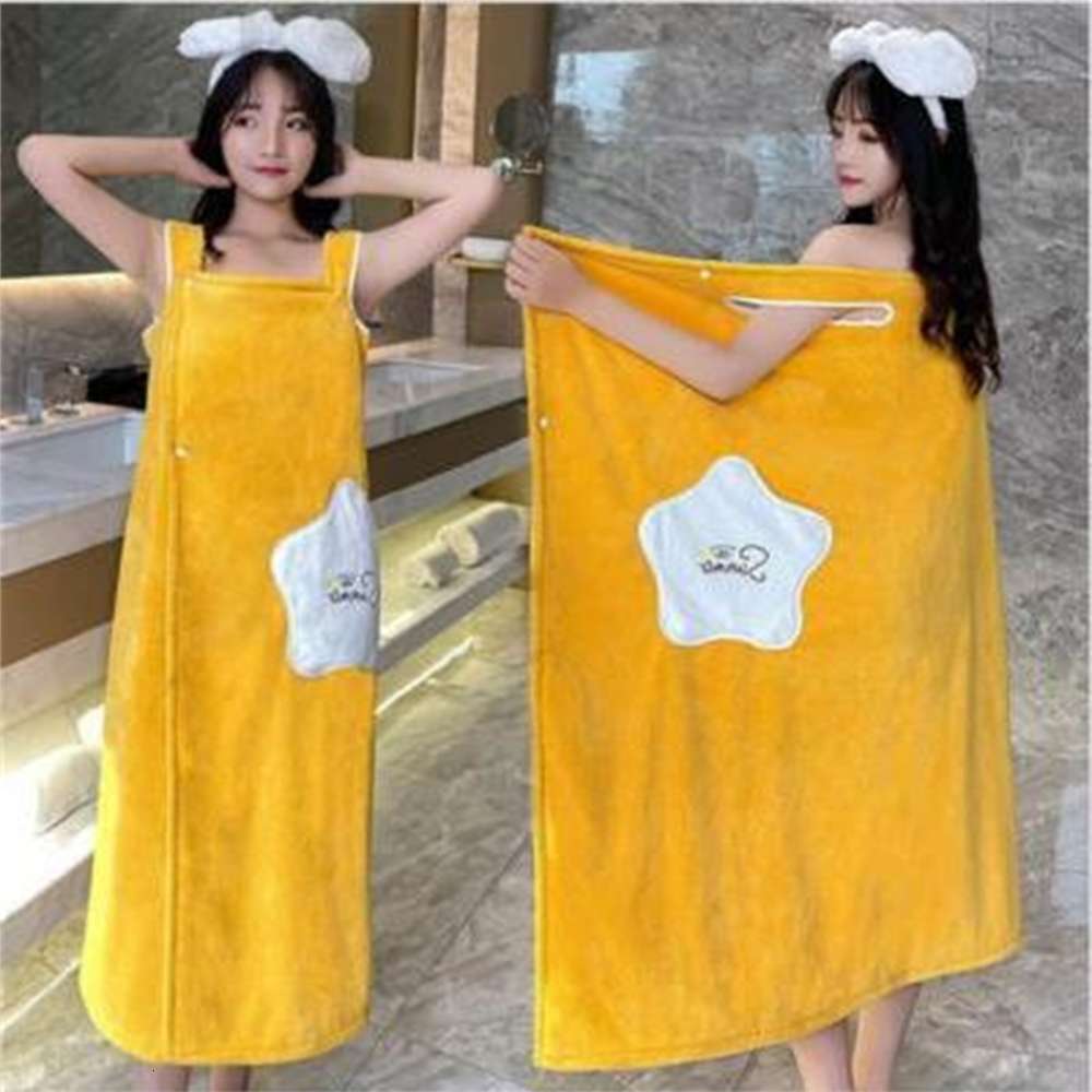 

Bath towel women can wear in summer. It's a type of bath robe than pure cotton which absorb water quickly and 't dry wool skirt