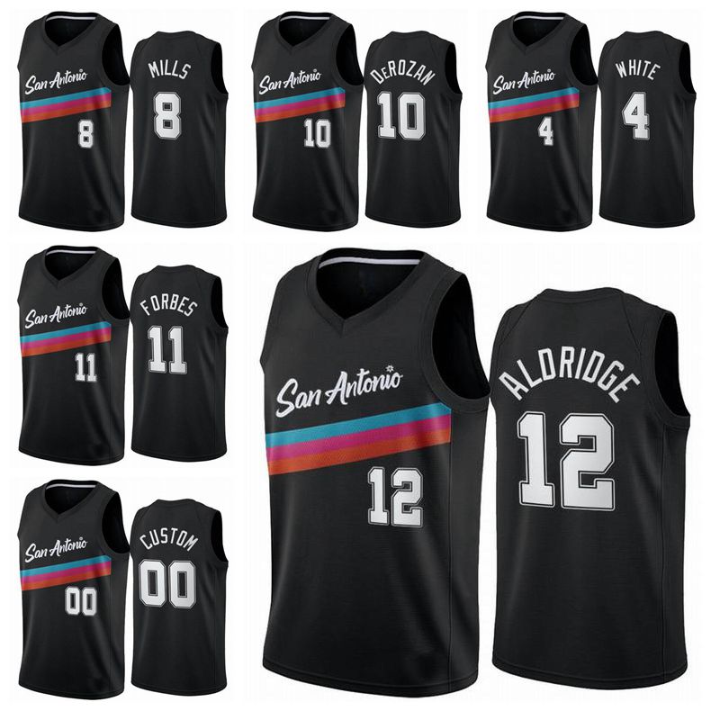 

San Antonio Spurs MEN's Kids NCAA LaMarcus 12 Aldridge Jersey DeMar 10 DeRozan Basketball Jerseys 2021 City Swingman Edition Bl, Black;red