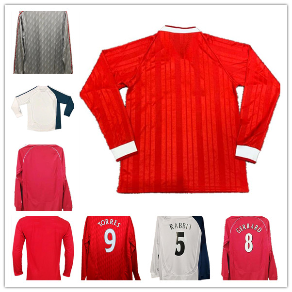 

1993 1995 04 05 DALGLISH HESKEY Long sleeve Retro Soccer Jerseys 85 86 08 09 2010 FOWLER GERRARD TORRES KUYT Home Away Football Shirt Suarez McManaman Uniforms