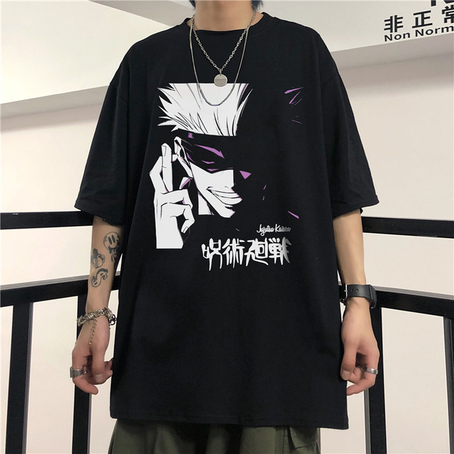 

Jujutsu Kaisen Gojo Satoru Men's t shirt Summer Cool Unisex Short Sleeve tshirt Funny Graffiti Print Casual Cotton Anime Tops, Black01