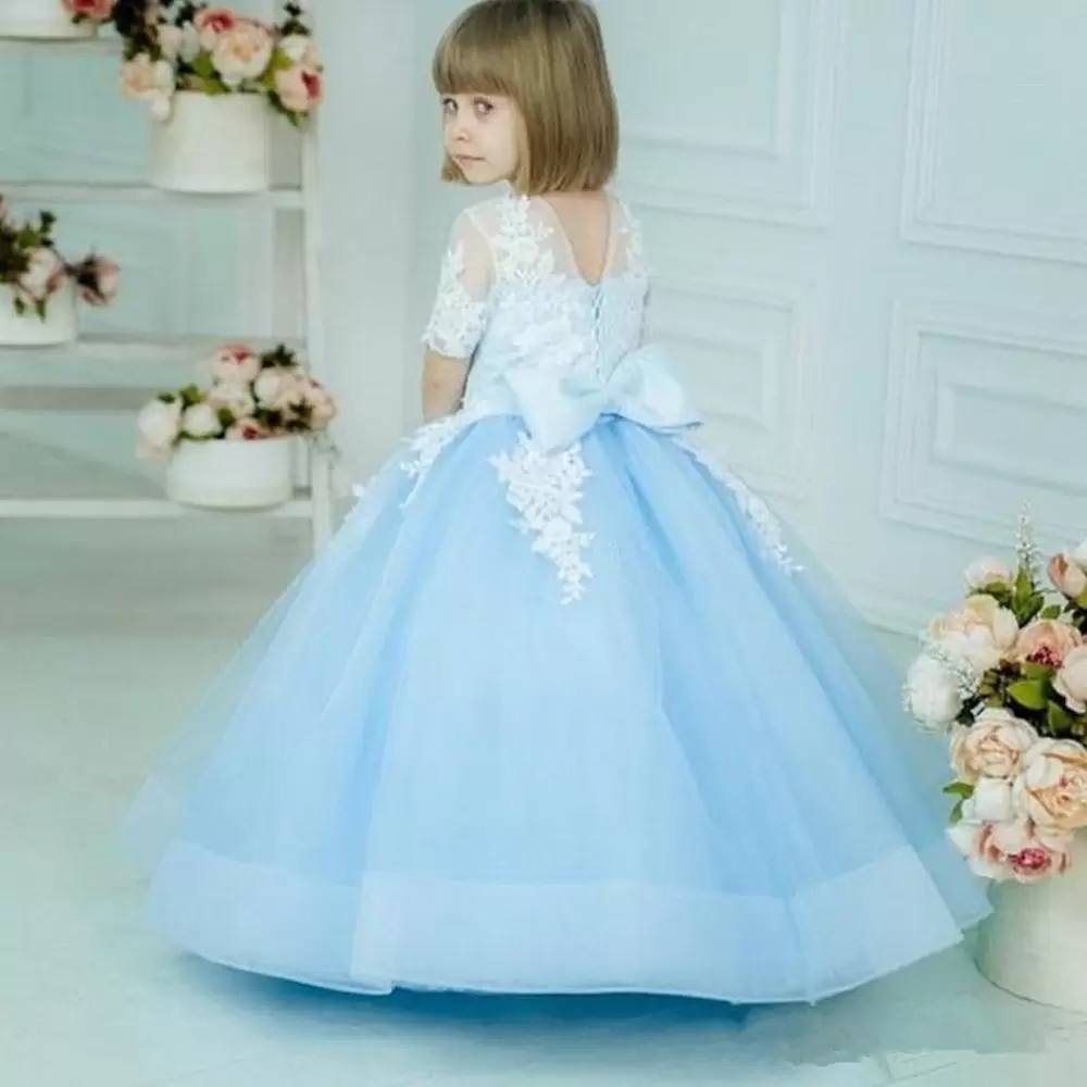 New Crew Kids Robes de demoiselle d'honneur Robes de reconstitution historique pour le mariage Dentelle Applique Robes d'anniversaire Robes de pr