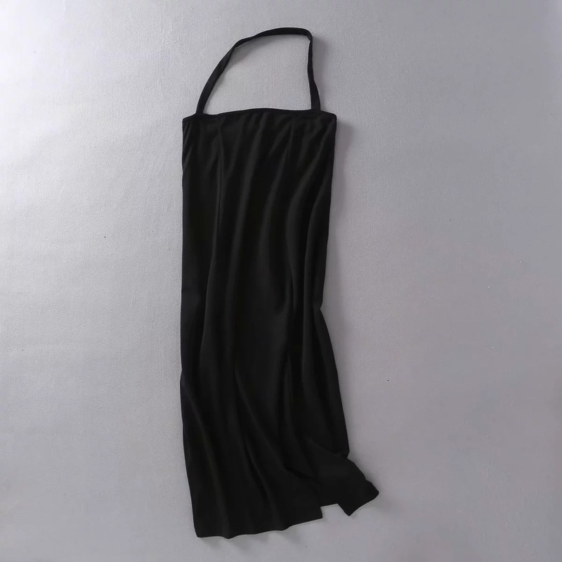 

Wind sexy Dresses Casual sleeveless hanging neck dress for women and slim, Black