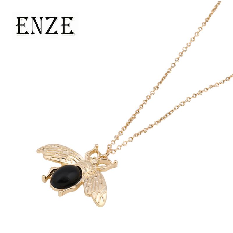 

Pendant Necklaces ENZE Europe And America Zinc Alloy Bee Styling Girl Necklace Women Sweater Chain Jewelry